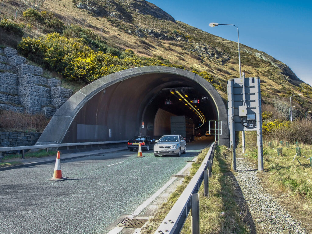 Cars driving through the tunnel